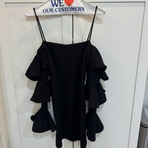 Stylish Black Dress with Ruffle Sleeves